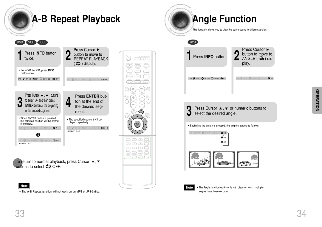 Samsung HTDS700TH/FES manual Repeat Playback Angle Function 