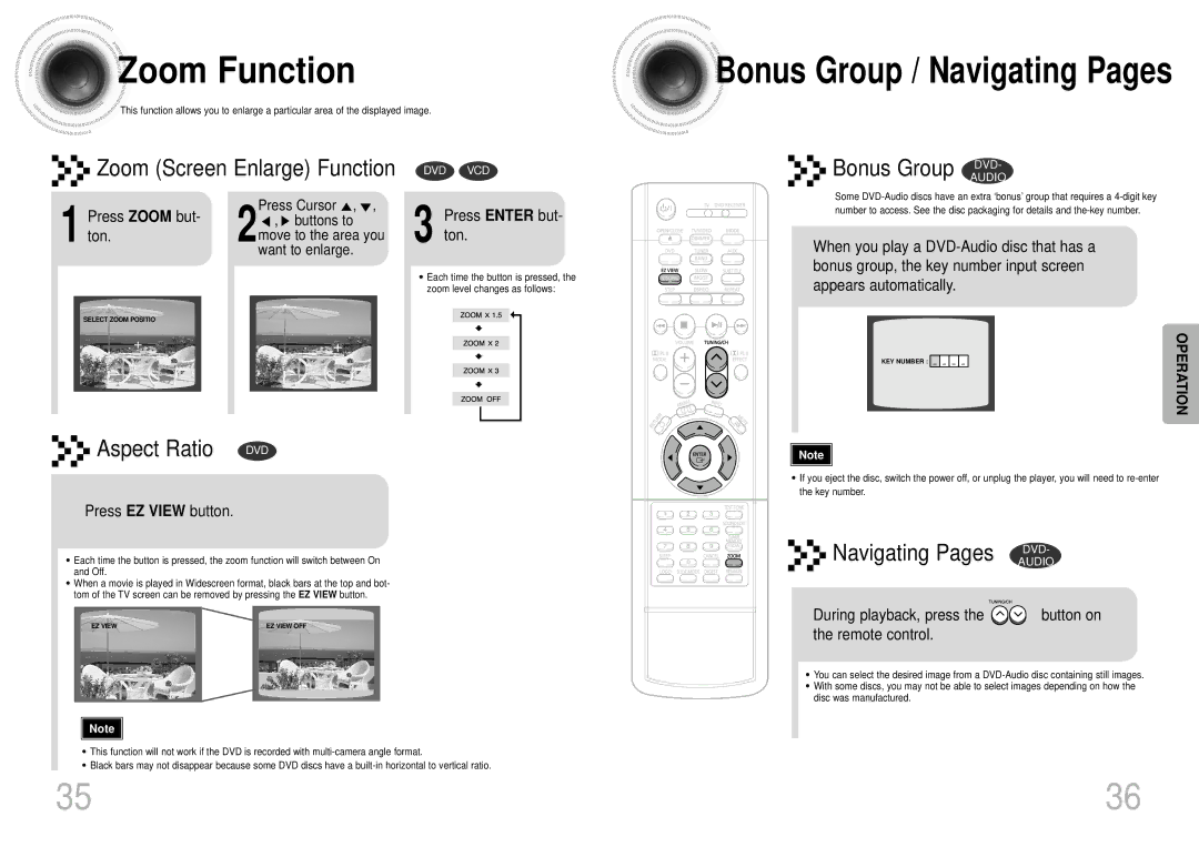 Samsung HTDS700TH/FES manual Zoom Function 