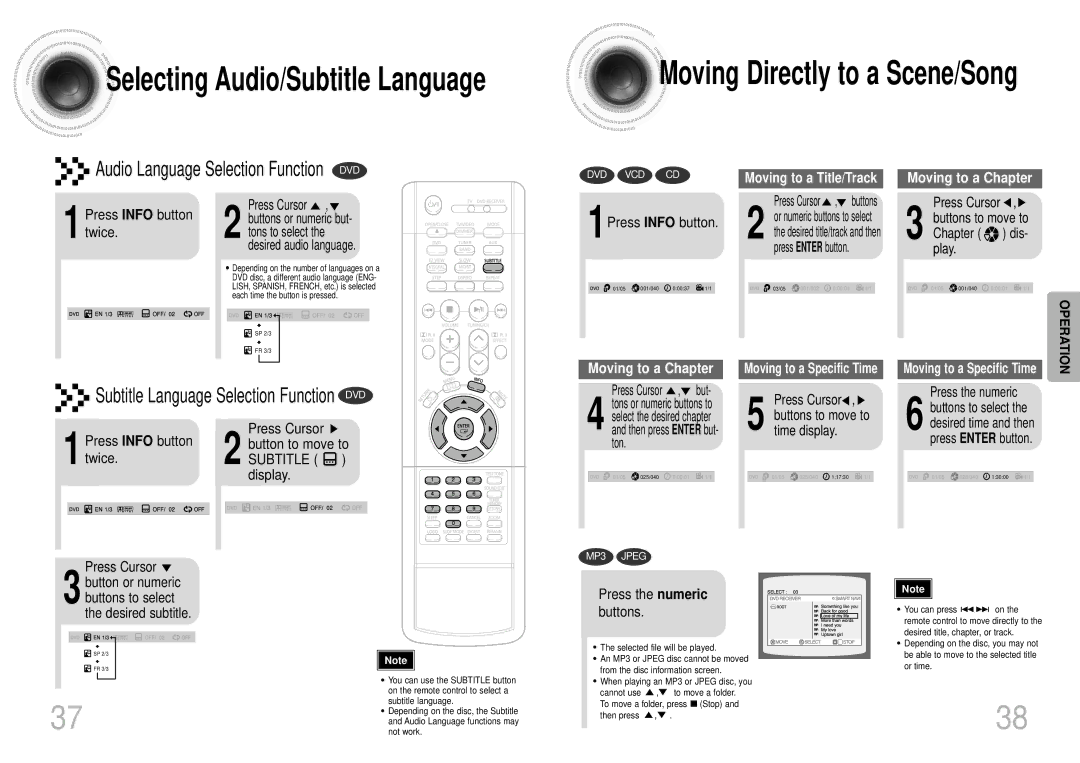 Samsung HTDS700TH/FES manual 1Press Info button, Buttons to select the desired subtitle, Press the numeric buttons 