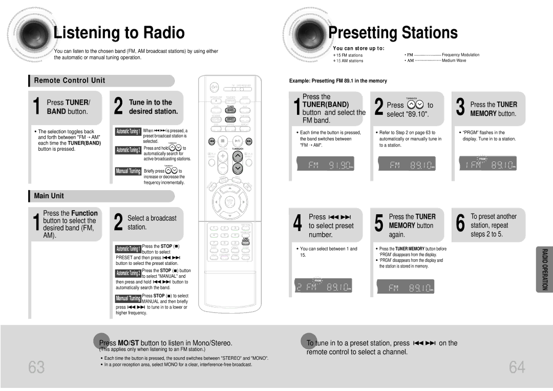 Samsung HTDS700TH/FES manual Listening to Radio, Presetting Stations 