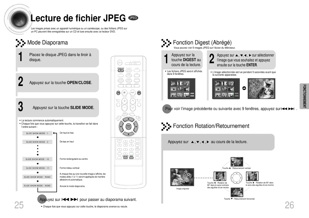 Samsung HTDS900RH/XFO, HTDS900RH/EDC, HTDS700RH/ELS manual Lecture de fichier Jpeg Jpeg 