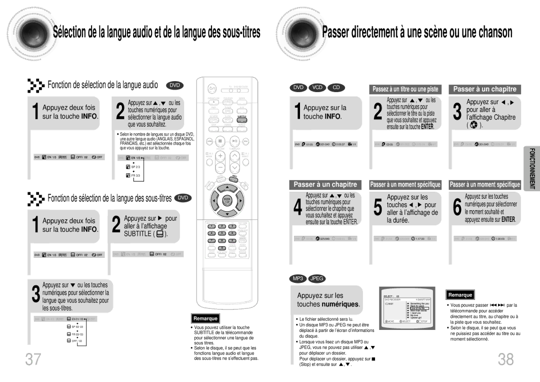 Samsung HTDS900RH/XFO, HTDS900RH/EDC 1Appuyez sur la touche Info, Appuyez deux fois, Sur la touche Info, Appuyez sur les 