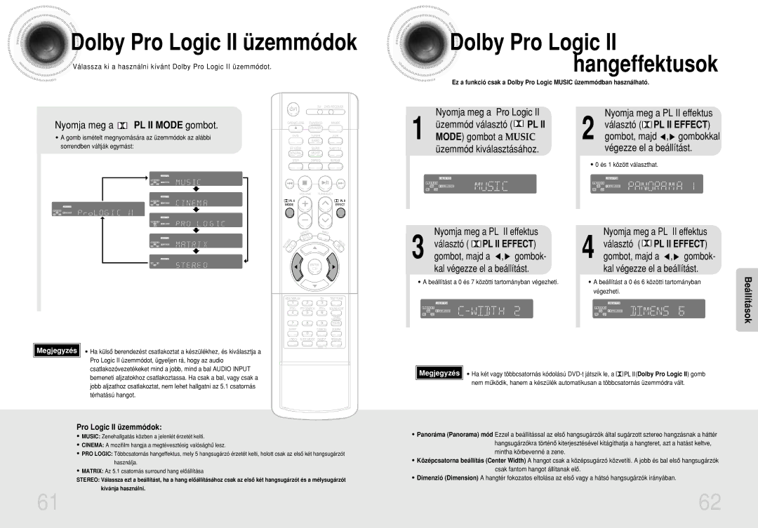 Samsung HTDS900RH/EDC manual Dolby Pro Logic II hangeffektusok, Nyomja meg a PL II Mode gombot, Nyomja meg a Pro Logic 