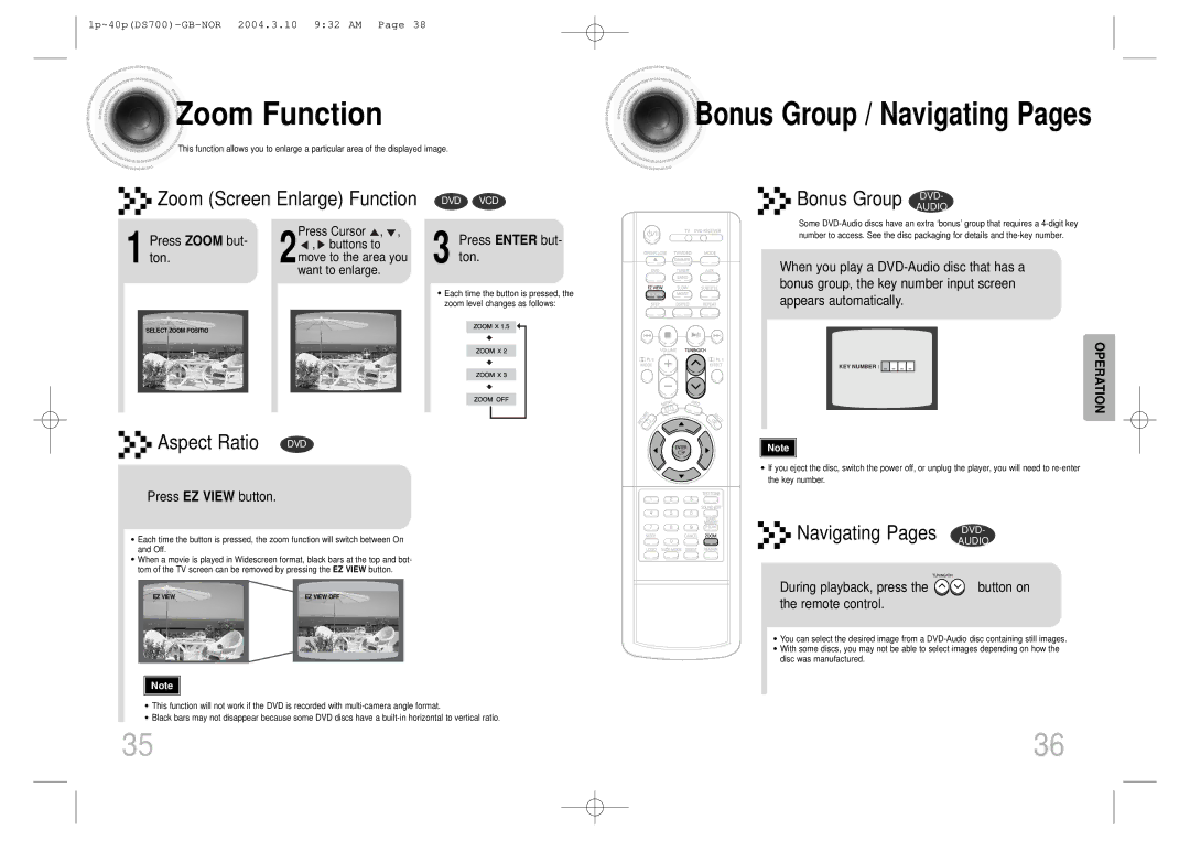 Samsung HTDS900RH/XFO, HTDS900RH/EDC manual Zoom Function 