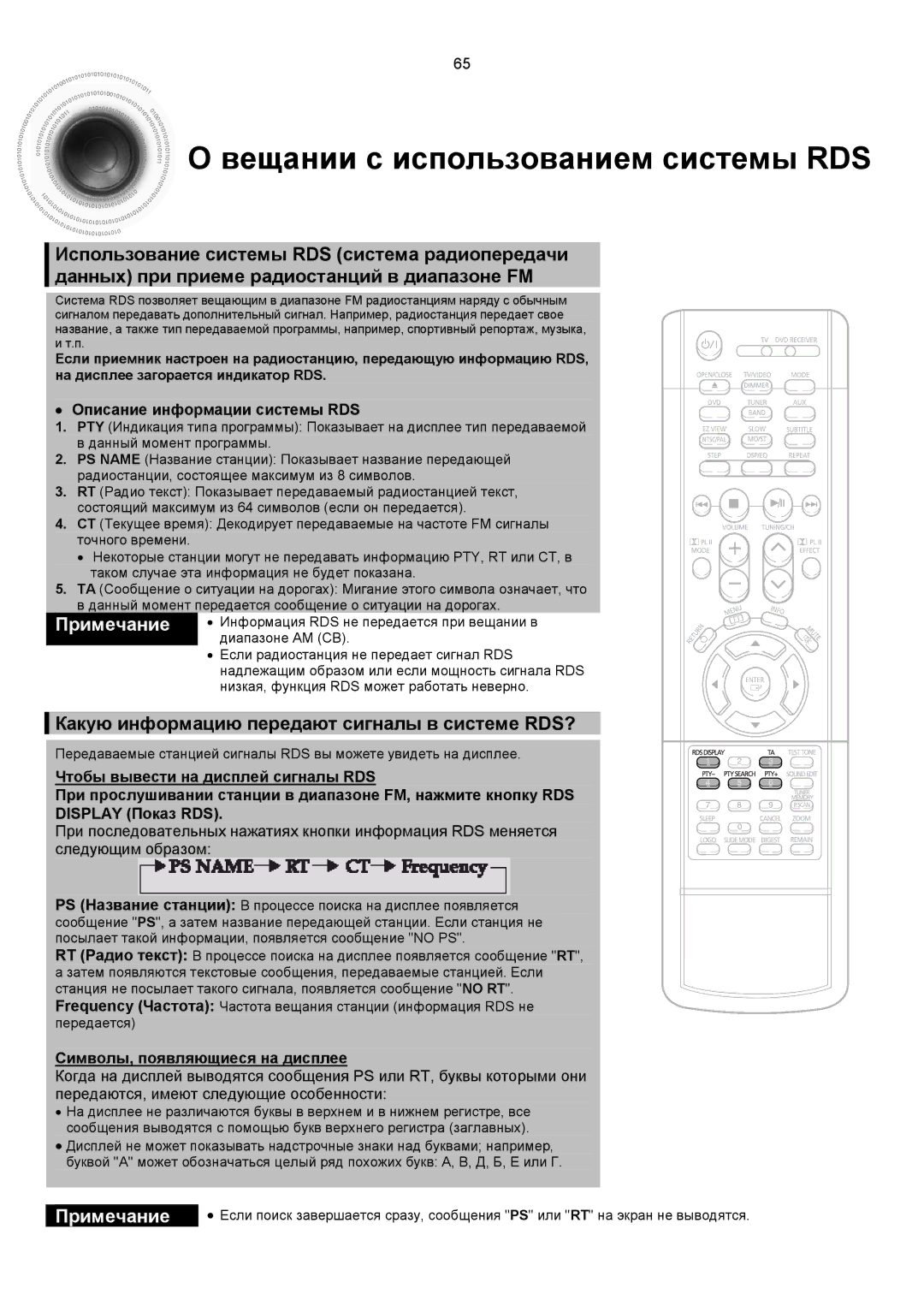 Samsung HTDS900RH/XFO manual Вещании с использованием системы RDS, Какую информацию передают сигналы в системе RDS? 