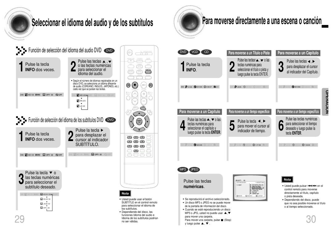 Samsung HTEV100RH/ELS, HT-EV100 manual 1Pulse la tecla Info, Pulse las teclas, Numé ricas 