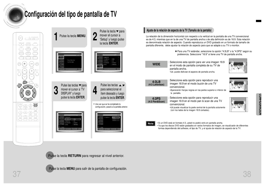 Samsung HTEV100RH/ELS, HT-EV100 manual Pulse la tecla Menu, 43LB, 43PS, Convencional 