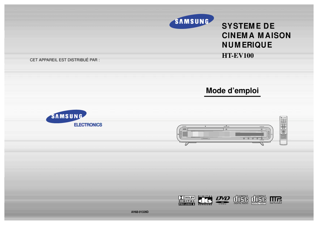 Samsung HTEV100RH/ELS manual Mode d’emploi, AH68-01326D 