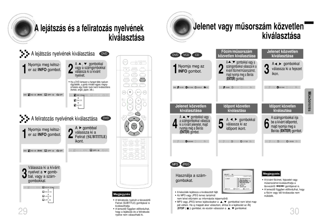 Samsung HTEV100RH/ELS manual Jelenet vagy mûsorszám közvetlen kiválasztása 