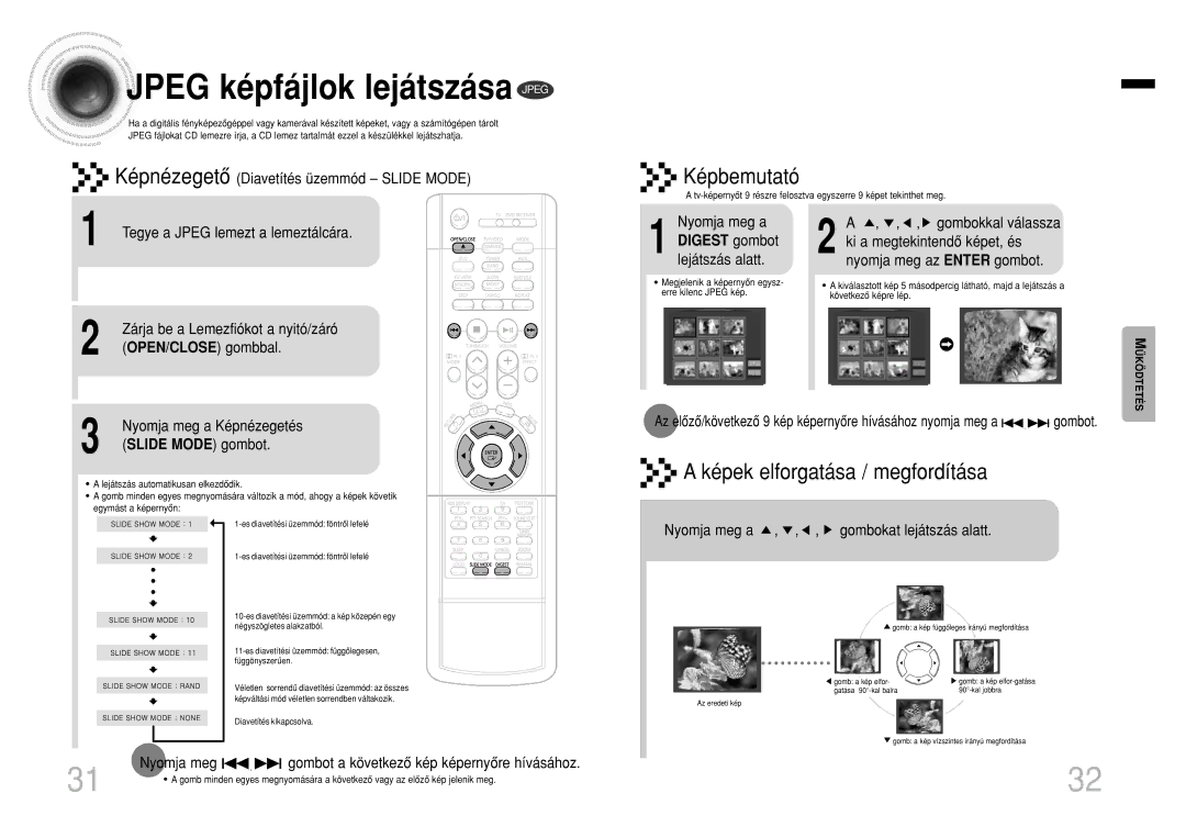 Samsung HTEV100RH/ELS manual Jpeg képfájlok lejátszása Jpeg 