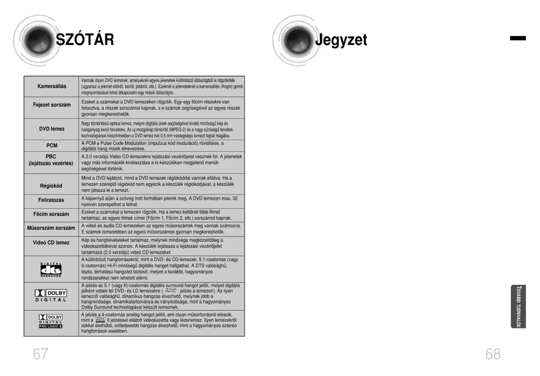 Samsung HTEV100RH/ELS manual Gyorsan megkereshetôk, Digitális hang másik elnevezése, Segítségével történik, Mint a, Sokkal 