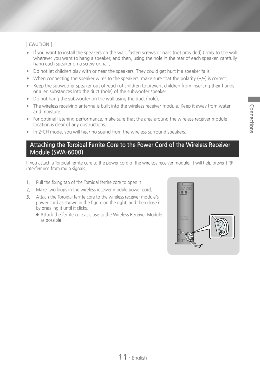 Samsung HTH5500 user manual Connections 