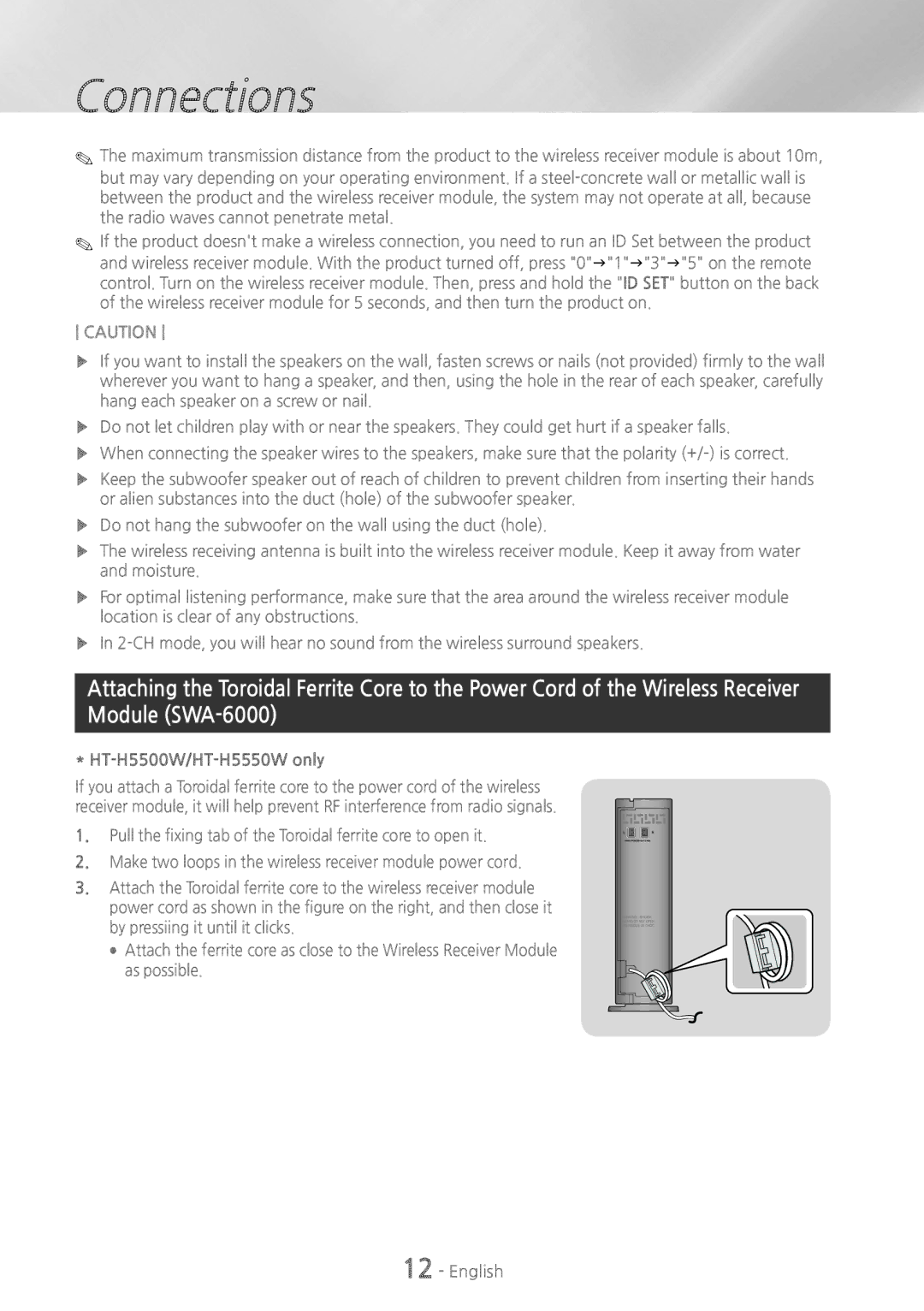 Samsung HTH5500W user manual HT-H5500W/HT-H5550W only 