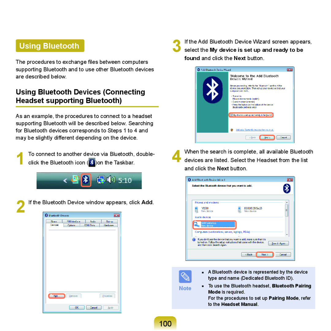 Samsung Q46, HTQ45 manual Using Bluetooth, 100, To the Headset Manual 