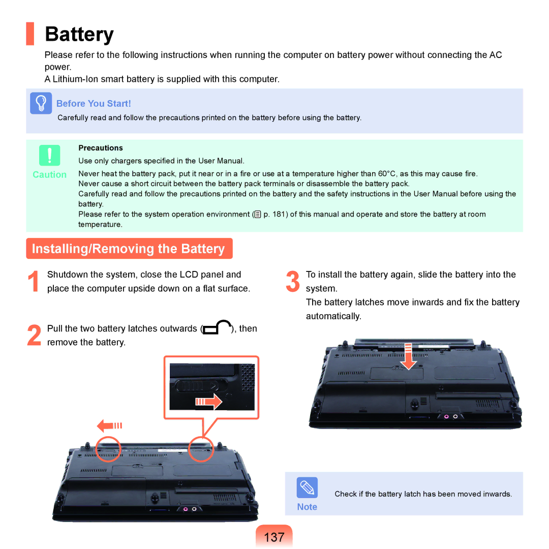 Samsung HTQ45, Q46 manual Installing/Removing the Battery, 137, Precautions 