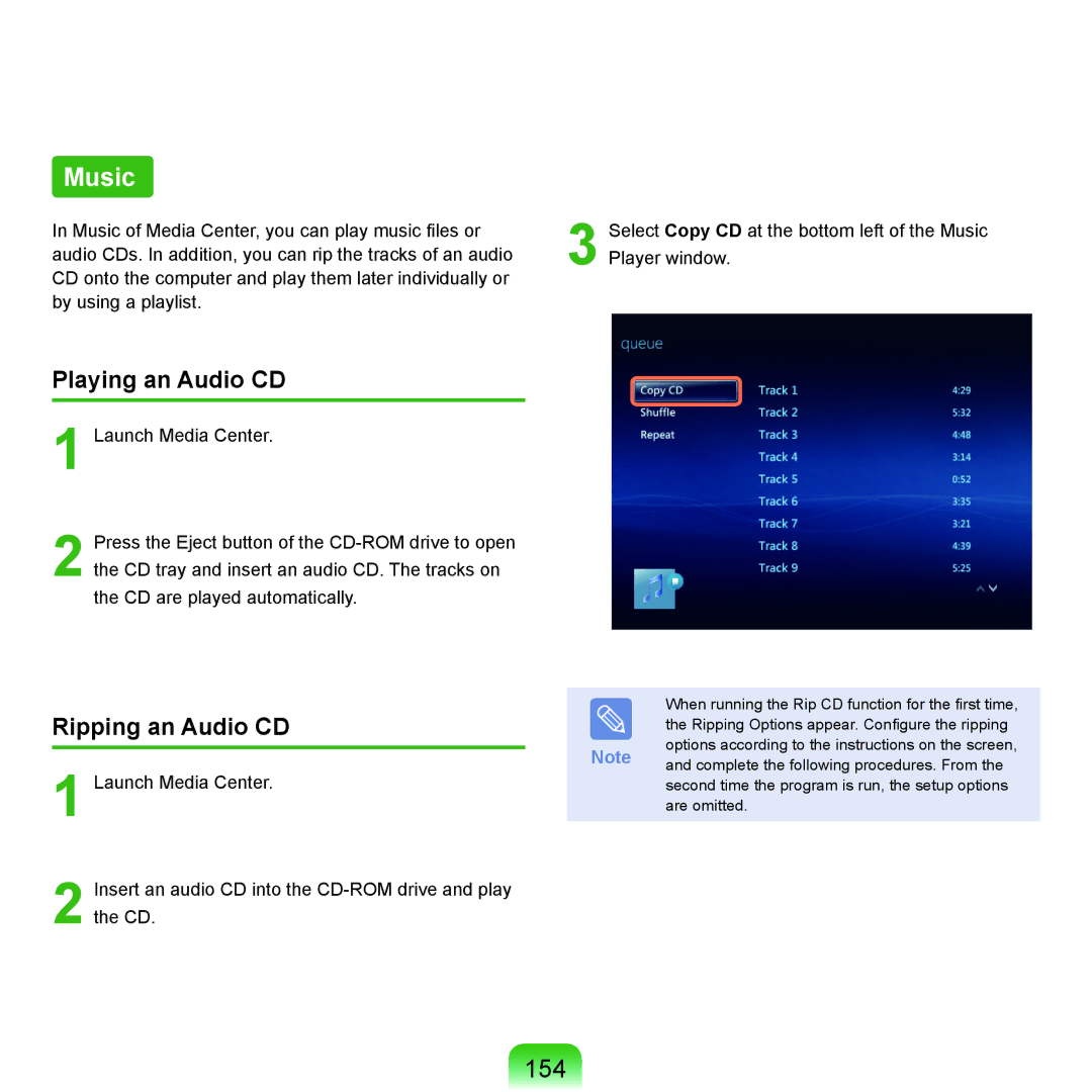 Samsung Q46, HTQ45 manual Music, 154, Ripping an Audio CD 