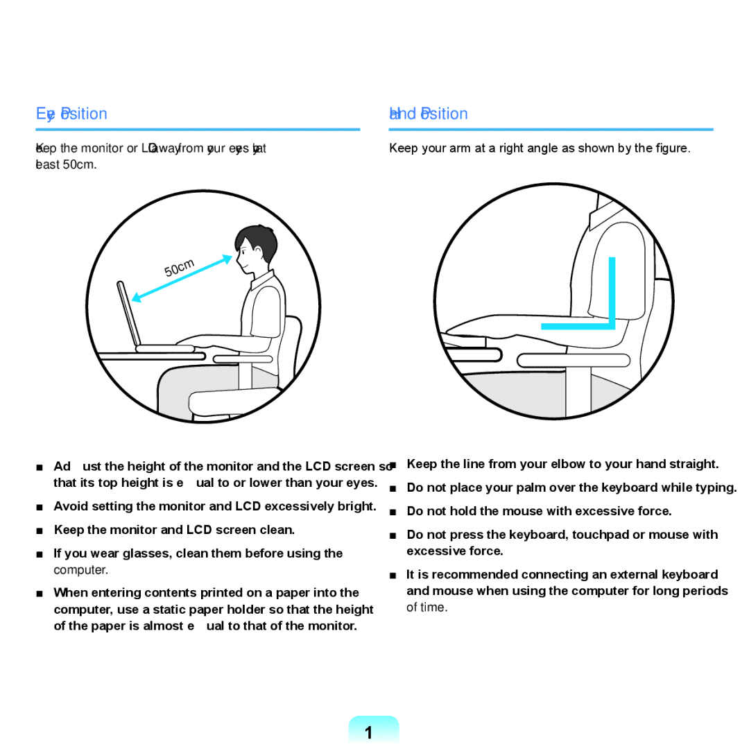 Samsung Q46, HTQ45 manual Eye Position, Hand Position, Keep your arm at a right angle as shown by the figure 