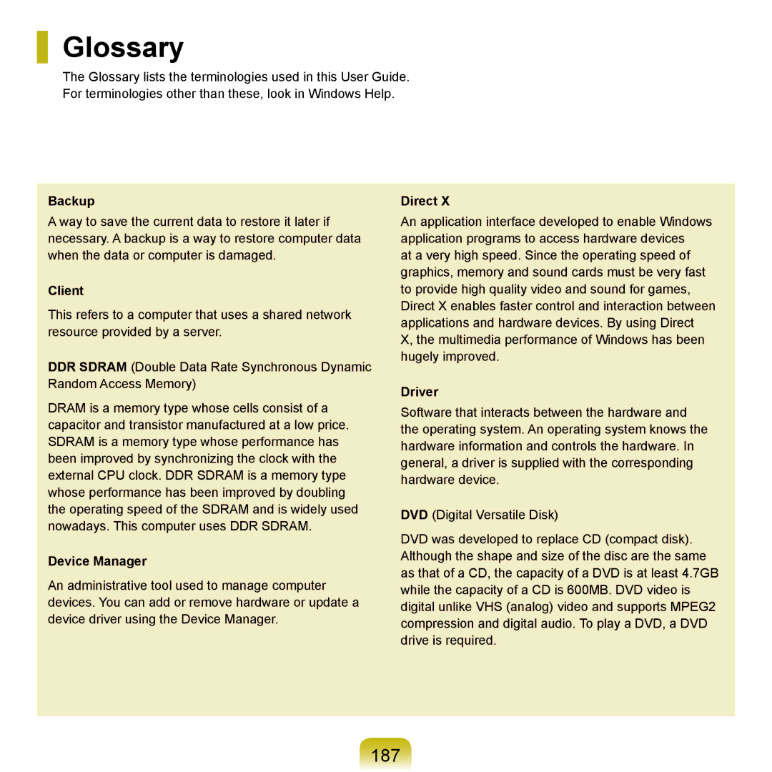 Samsung HTQ45, Q46 manual Glossary, 187 