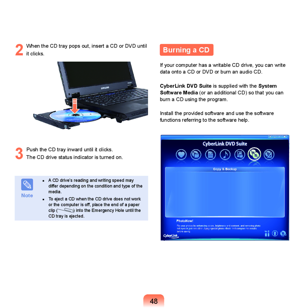 Samsung Q46, HTQ45 manual Burning a CD 