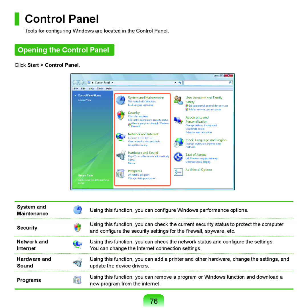 Samsung Q46, HTQ45 manual Opening the Control Panel 