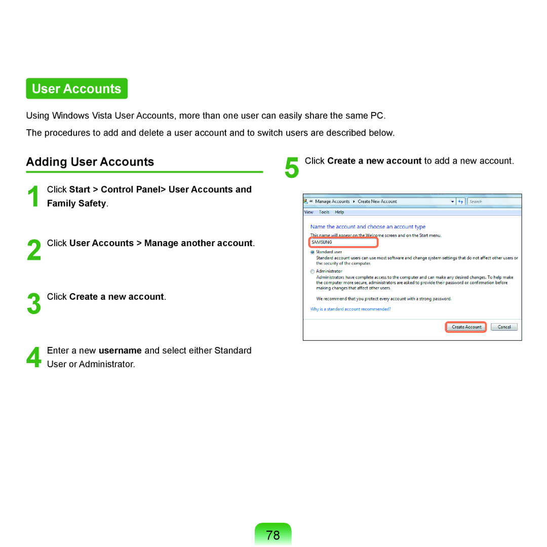 Samsung Q46, HTQ45 manual Adding User Accounts 