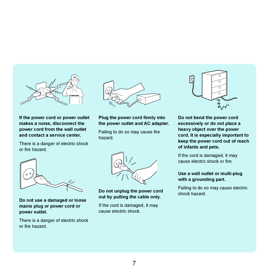 Samsung HTQ45, Q46 manual Do not unplug the power cord out by pulling the cable only 