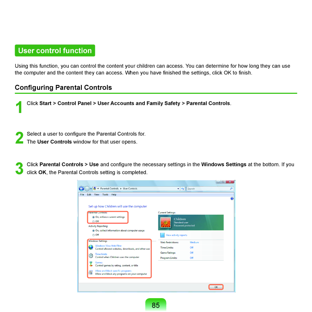 Samsung HTQ45, Q46 manual User control function, Configuring Parental Controls 