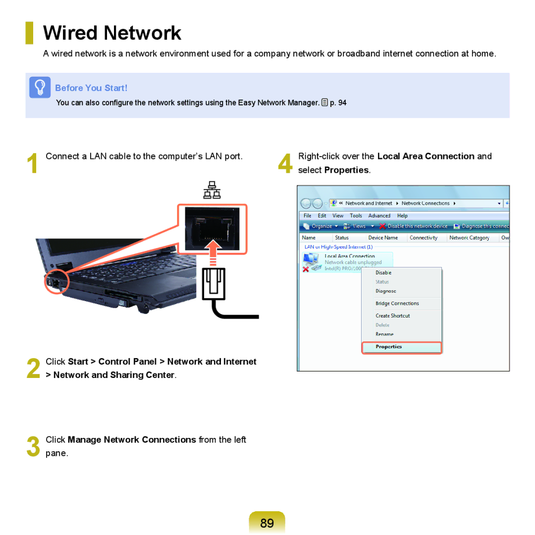 Samsung HTQ45, Q46 manual Wired Network, Select Properties 