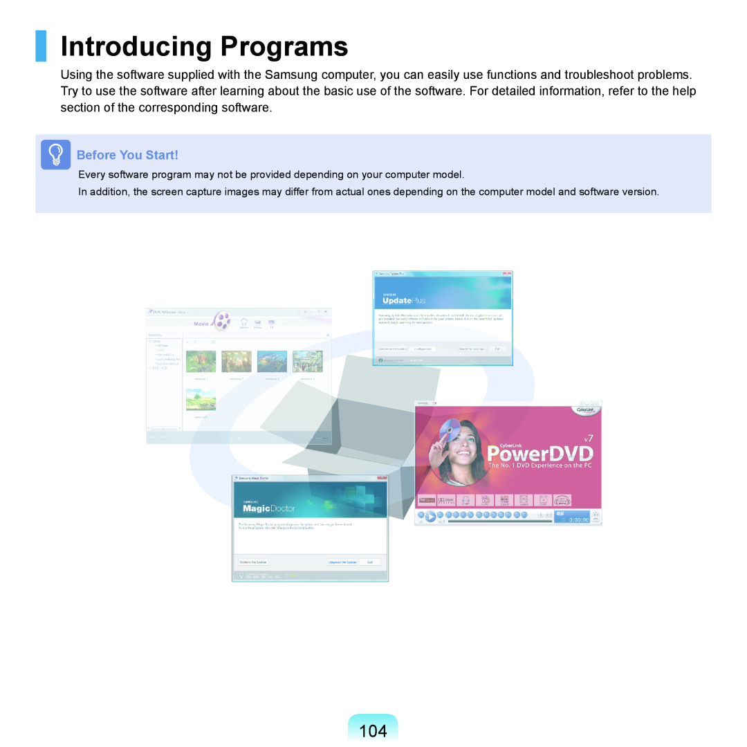 Samsung Q46, HTQ45 manual Introducing Programs, Before You Start 