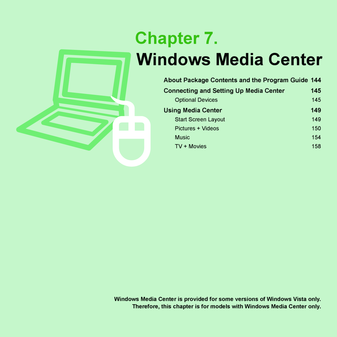 Samsung HTQ45, Q46 manual Windows Media Center, Chapter, About Package Contents and the Program Guide, Using Media Center 