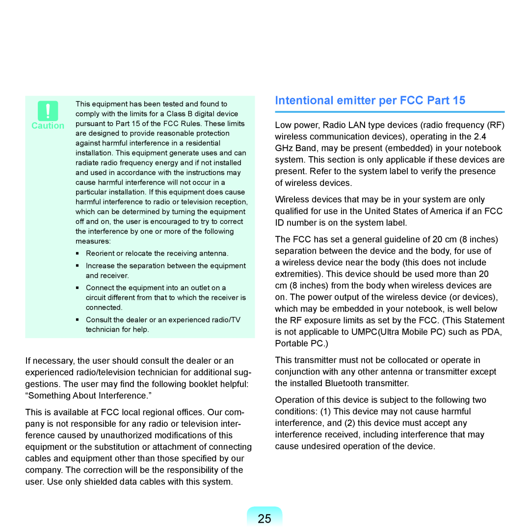 Samsung HTQ45, Q46 manual Intentional emitter per FCC Part 