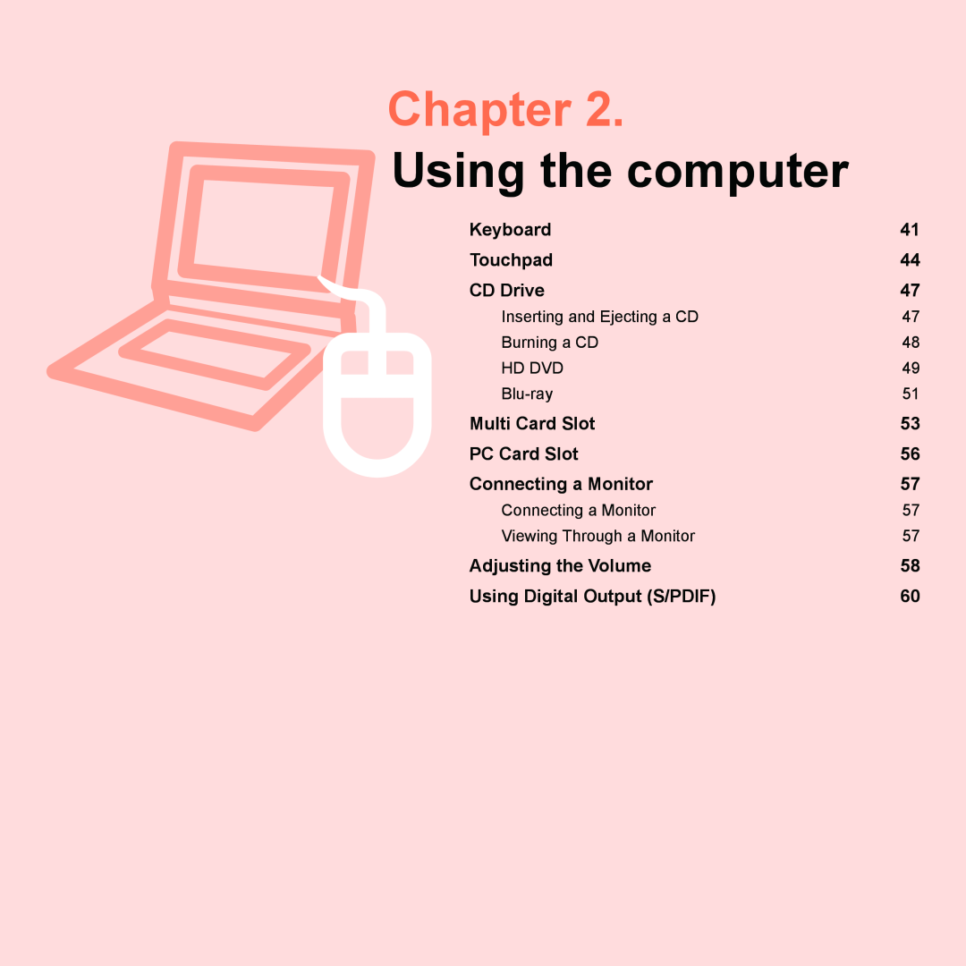 Samsung Q46, HTQ45 manual Chapter, Using the computer 
