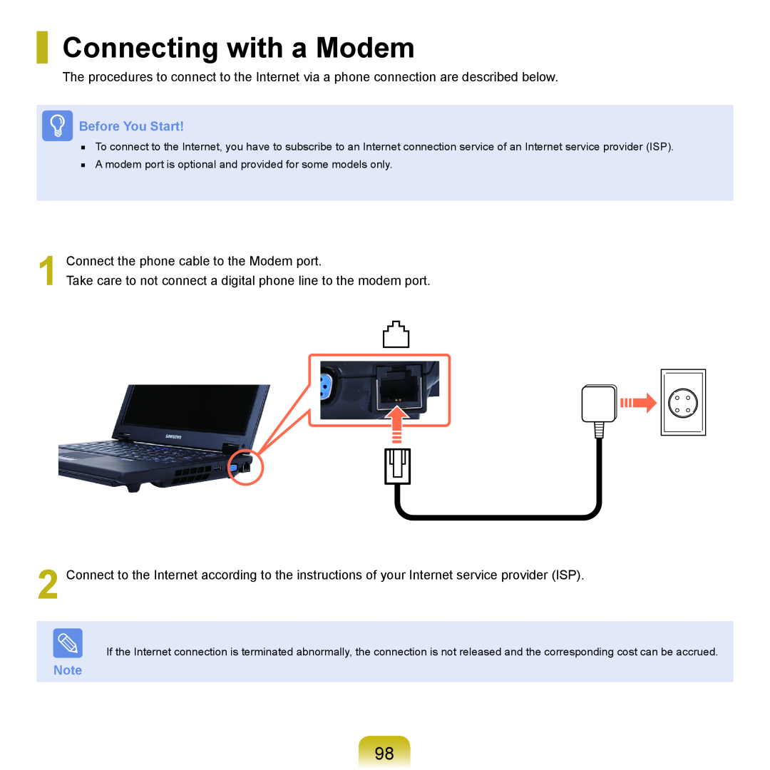 Samsung Q46, HTQ45 manual Connecting with a Modem, Before You Start 