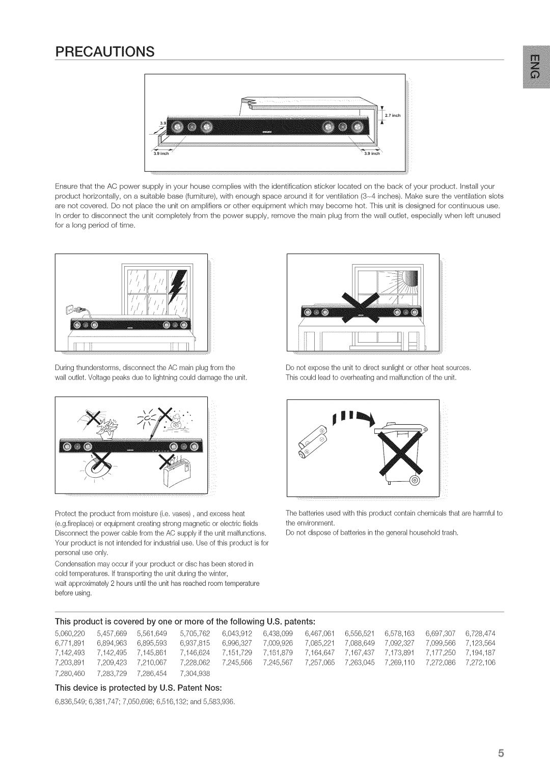 Samsung HW-C450 manual Precautions 