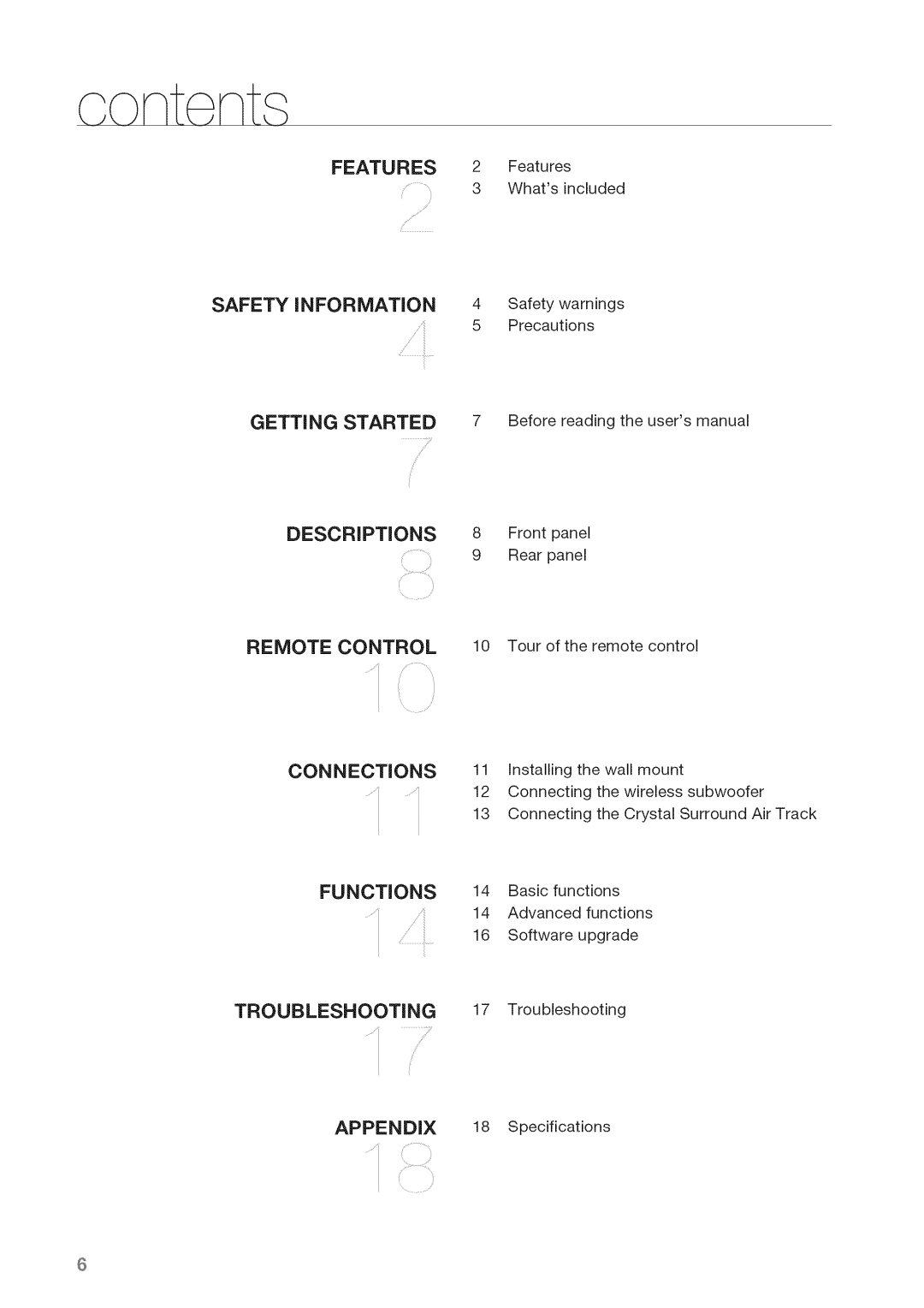 Samsung HW-C450 manual content, Features, Safety Information, Getting, Started, DESCRiPTiONS, Remote, Control, Connections 