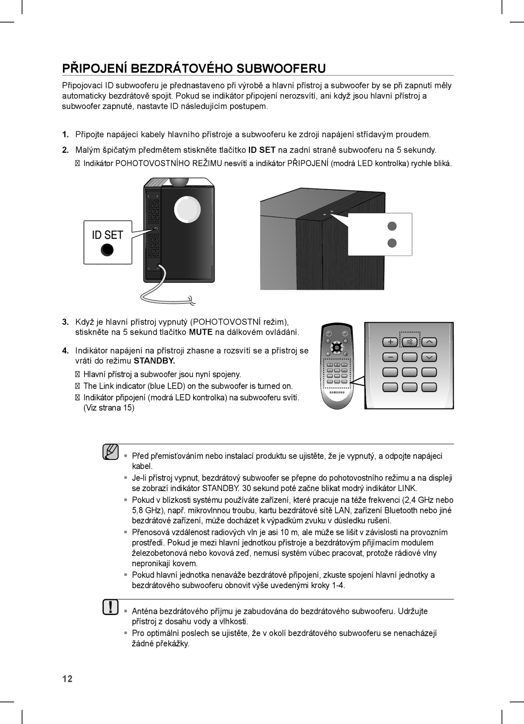 Samsung HW-C450/EDC, HW-C450/XEE manual Připojení Bezdrátového Subwooferu 