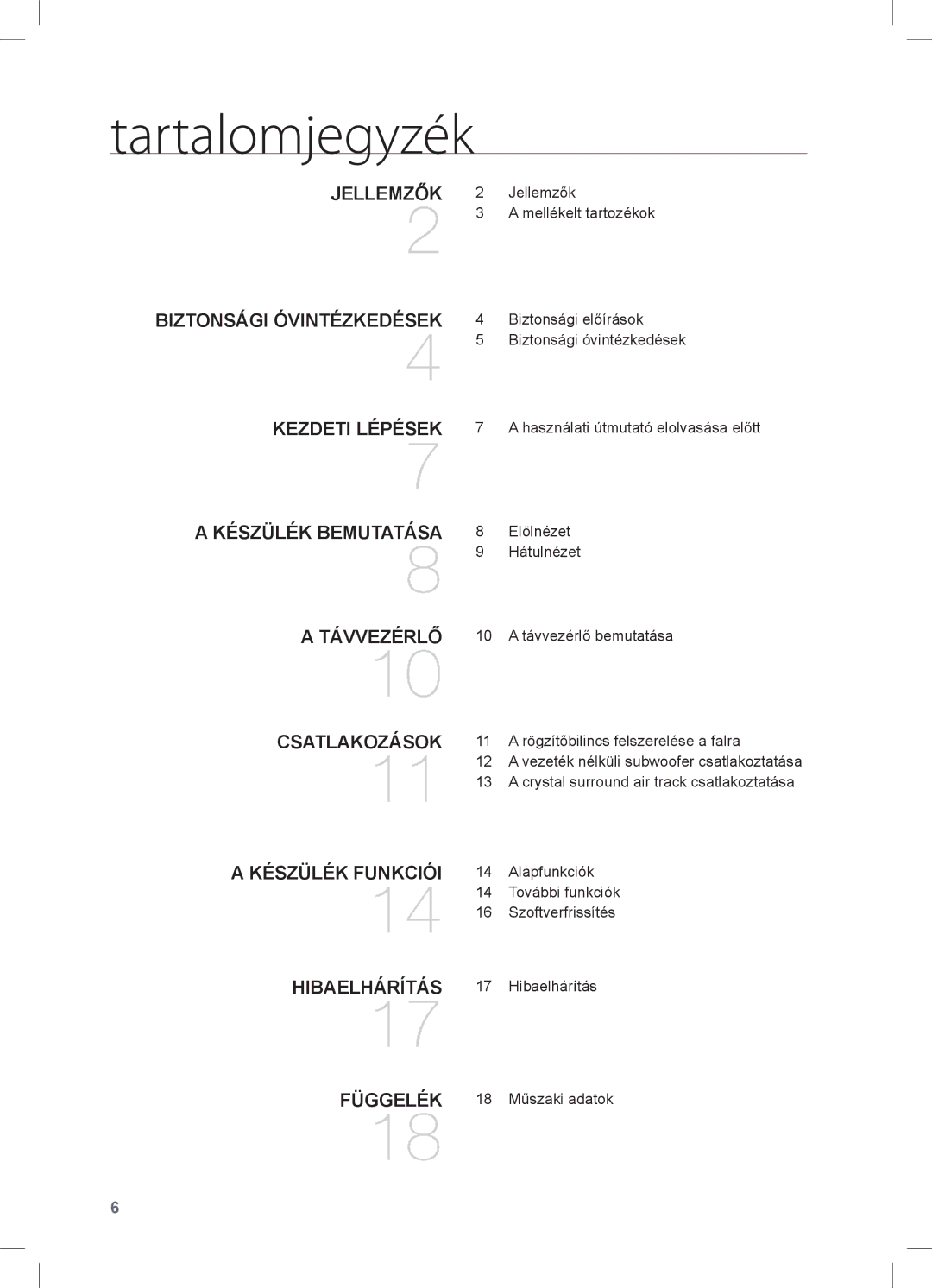 Samsung HW-C450/XAA, HW-C450/EDC, HW-C450/XEF, HW-C450/XEE manual Tartalomjegyzék, Csatlakozások 