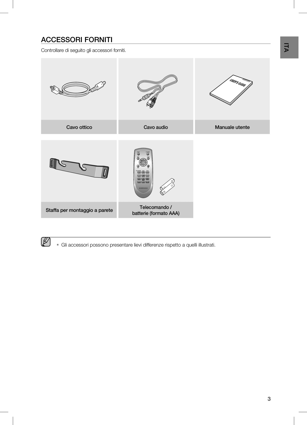 Samsung HW-C450/XEF, HW-C450/EDC manual Accessori Forniti 