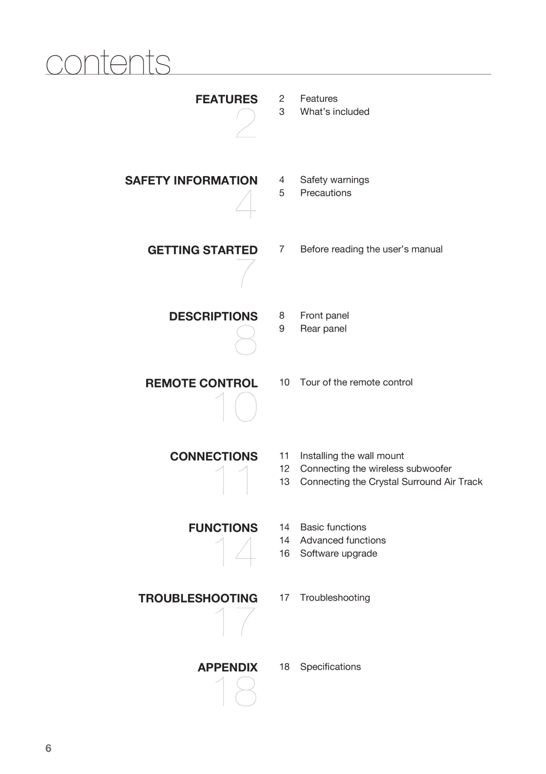 Samsung HW-C450/XEN, HW-C450/EDC, HW-C450/XEF, HW-C450/XAA, HW-C450/XEE manual Contents 