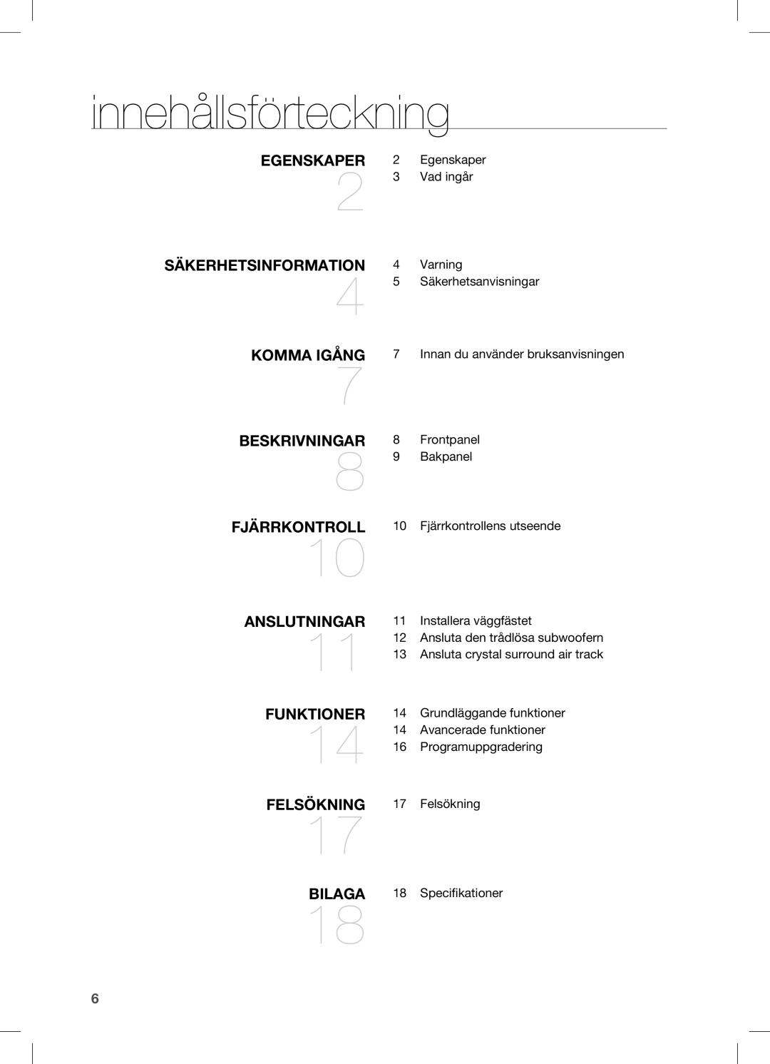 Samsung HW-C450/XEE manual Innehållsförteckning 