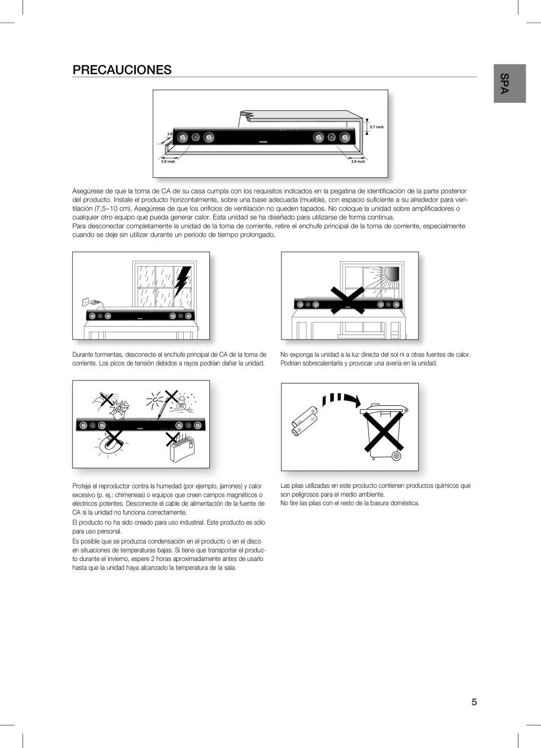 Samsung HW-C450/XAA, HW-C450/XEF manual PrECAUCiONES 