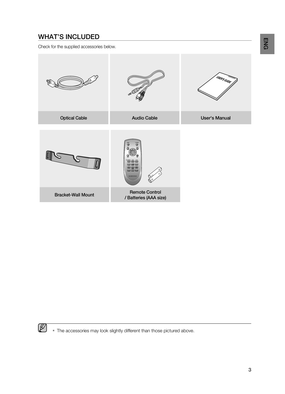 Samsung HW-C450/XER manual WHAT’s inclUDED, Bracket-Wall Mount 