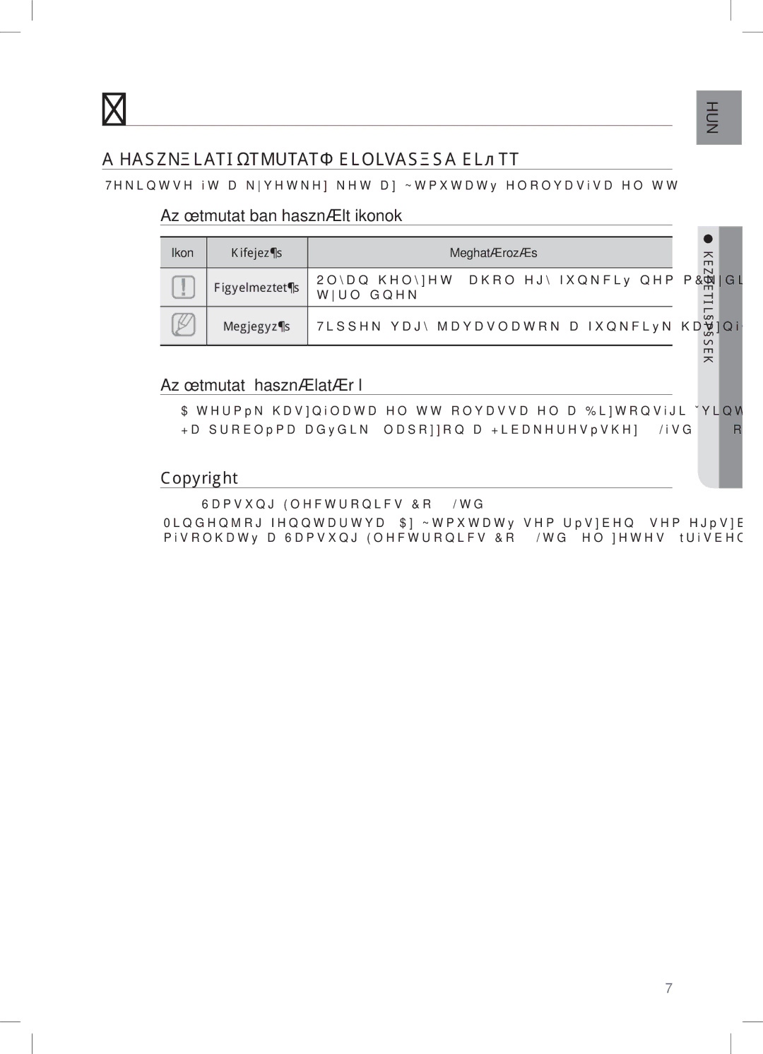 Samsung HW-C470/XEE manual Kezdeti lépések, Használati Útmutató Elolvasása Előtt, Az útmutatóban használt ikonok, Copyright 