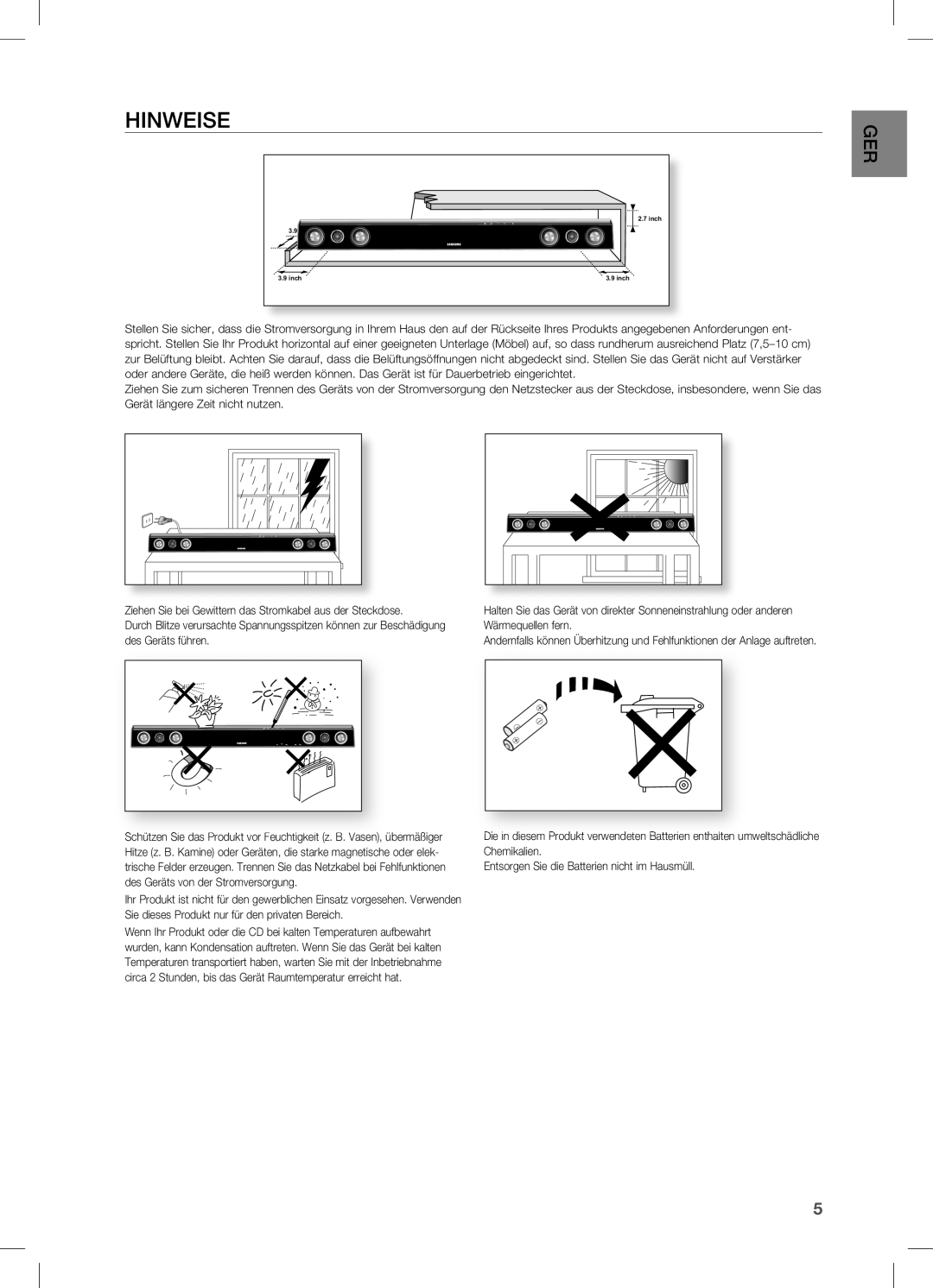 Samsung HW-C470/XEF, HW-C470/EDC manual Hinweise 