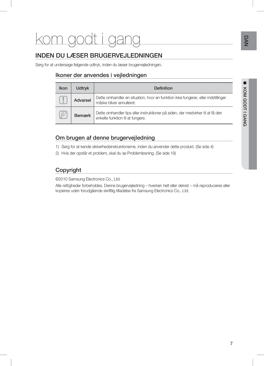 Samsung HW-C470/XEE manual Kom godt i gang, Inden DU Læser Brugervejledningen 