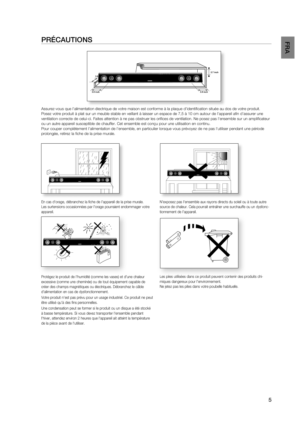 Samsung HW-C470/XEF manual PRÉCAUTiONS 