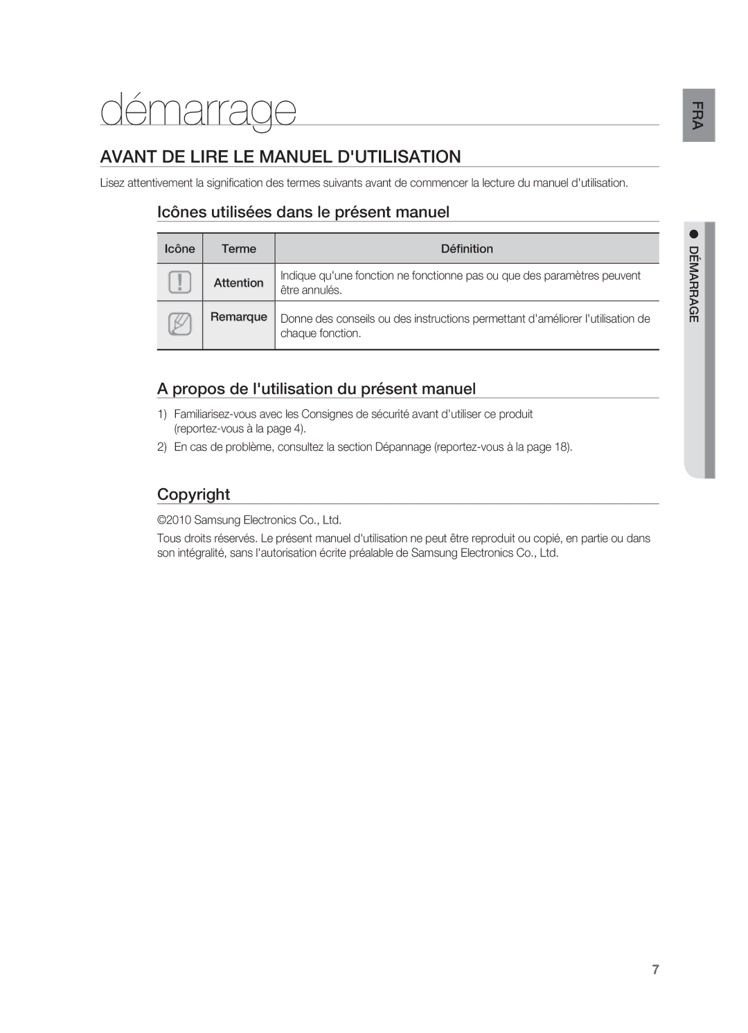 Samsung HW-C470/XEF manual Démarrage, Avant DE Lire LE Manuel Dutilisation 