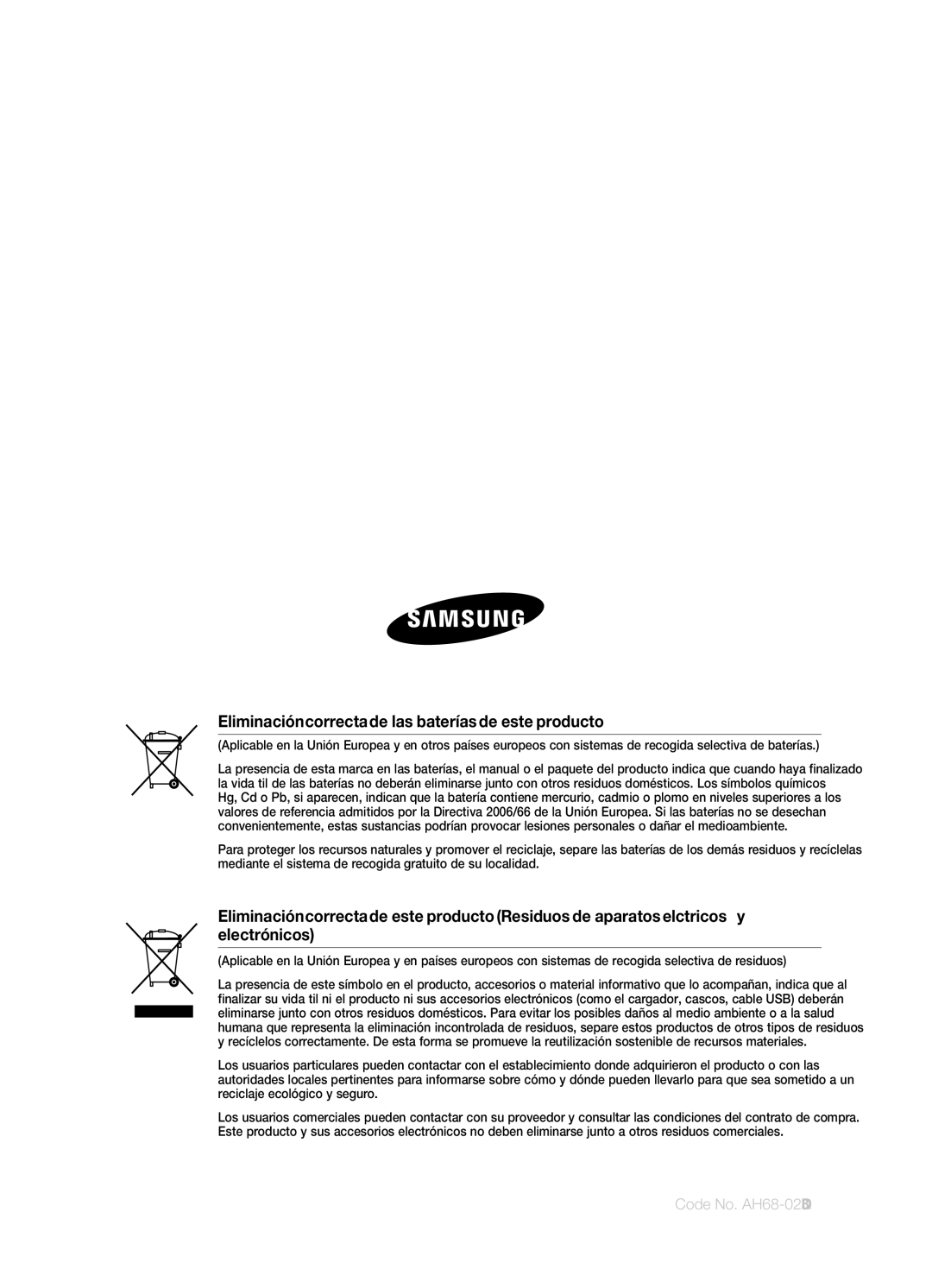 Samsung HW-C470/XEF manual Eliminación correcta de las baterías de este producto 