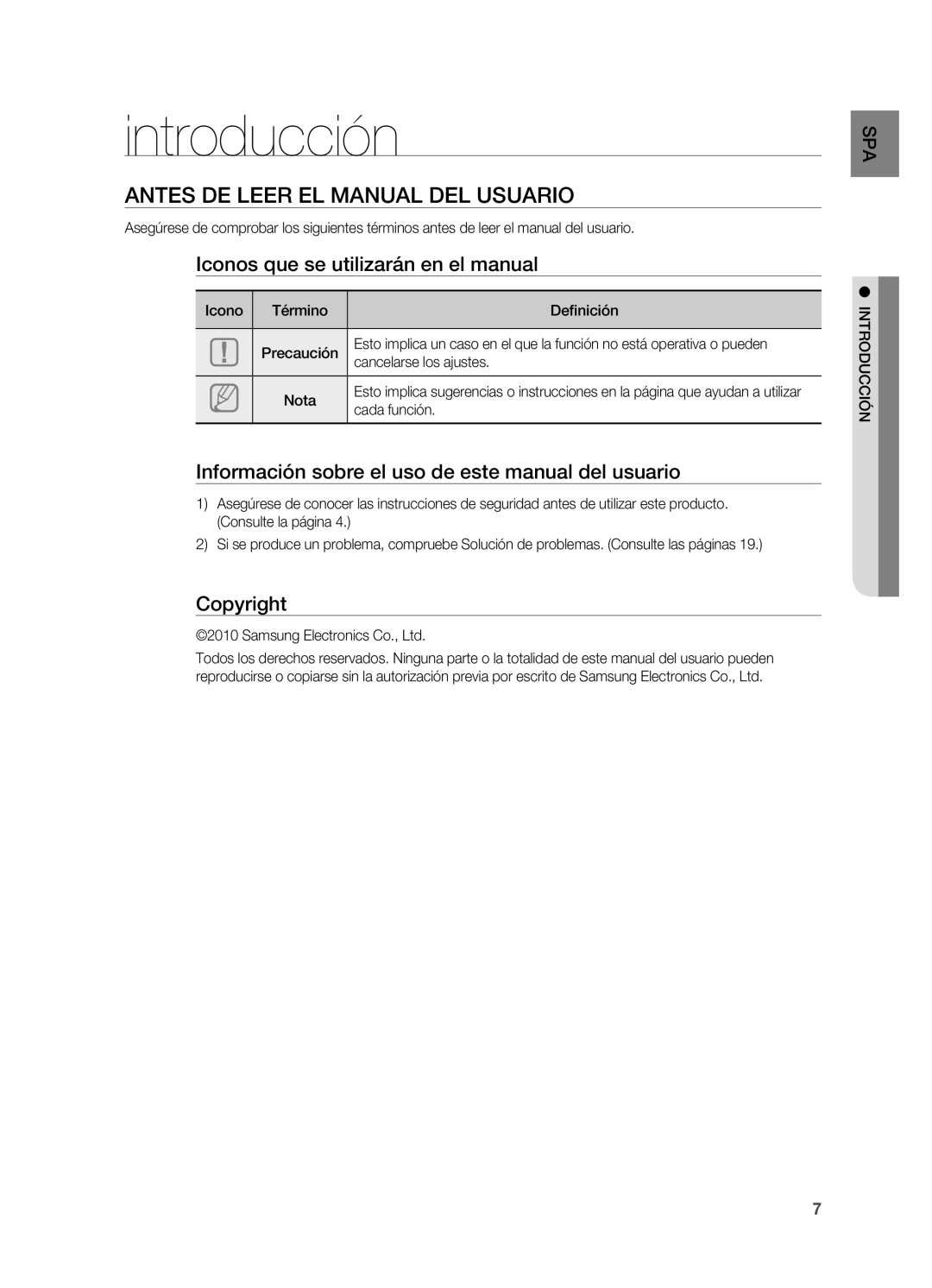 Samsung HW-C470/XEF manual Introducción, Antes DE Leer EL Manual DEL Usuario 