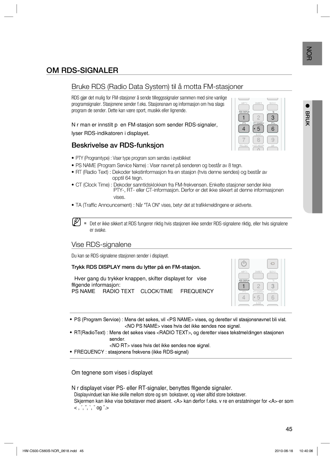 Samsung HW-C500/XEE Om Rds-Signaler, Bruke RDS Radio Data System til å motta FM-stasjoner, Beskrivelse av RDS-funksjon 